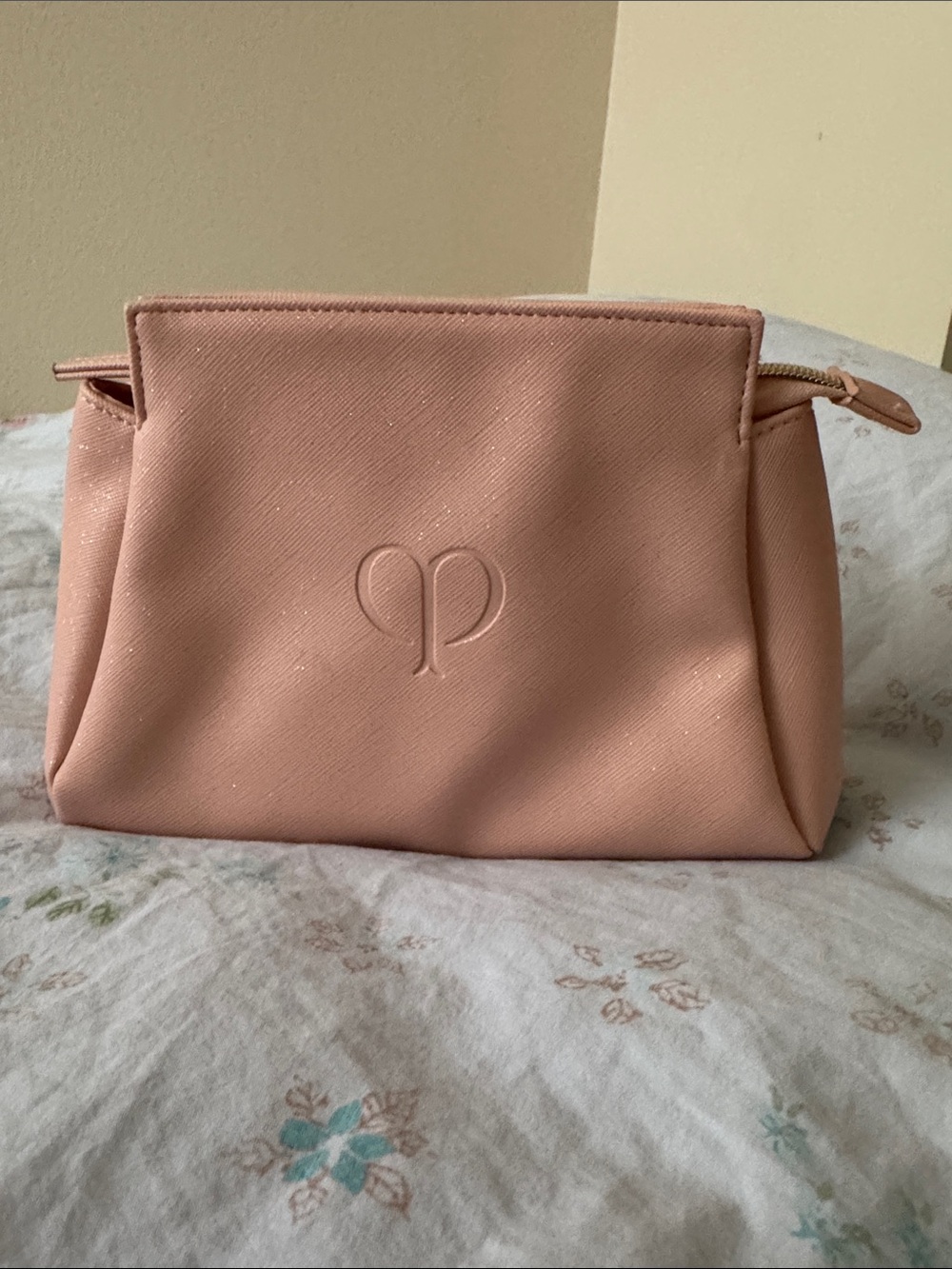 cle de peau Blush Pink Embossed Cosmetic Bag